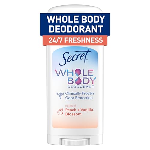 Secret Whole Body Deodorant Stick for Women, Peach & Vanilla Scent, Aluminum Free Deodorant Stick, 72 HR Odor Protection, 2.4 oz