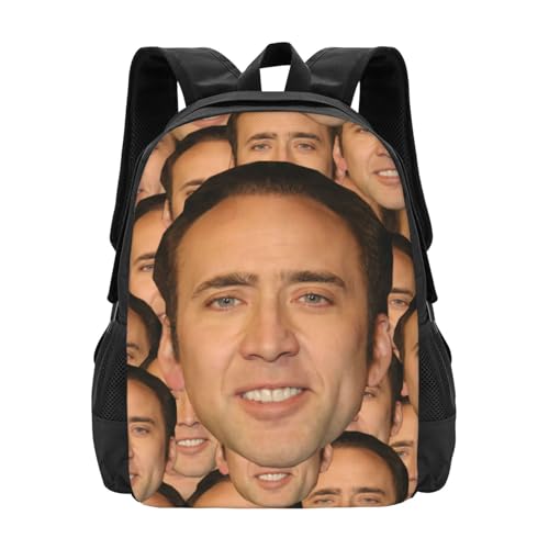 DOIARSEI Nicolas Actors Cage Backpack Large Capacity Leisure Travel Backpack Book Bag Outgoing Daypack 12.5x5.5x16.5 inch