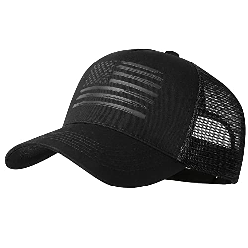 VIONLAN Baseball Cap American Flag Trucker Hat for Men Women 3D Embossed Logo Adjustable Outdoor Mesh Snapback Hat