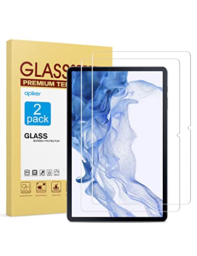 [2-Pack] apiker Screen Protector for Samsung Galaxy Tab S7 FE 5G/S9 FE Plus/S9 Plus/S8 Plus 12.4 inch, Tempered Glass with S Pen Compatible Scratch Resistant