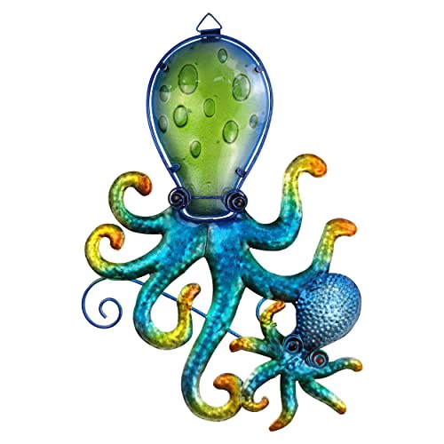 JOYBee Metal Octopus Wall Art Decor-Outdoor Indoor Coastal Hanging Art-Ocean Theme Decor for Patio Backyard Yard Fence Pool Bathroom Living Room-Costal Decorations(Blue)