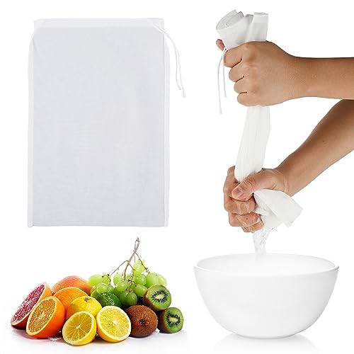 WLLHYF 4 Pack Nylon Nut Milk Bag 8 × 6 Inches Fine Mesh Cheese Cloth Multiple Usage Reusable Food Strainer Professional Cold Brew Filter for Straining Juice Coffee Yogurt Tea (Nylon, 12×8 In)