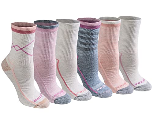 Dickies Women's Dri-Tech Advanced Moisture Wicking Mid-Crew Socks (M), Blush Assorted (6 Pairs), Medium