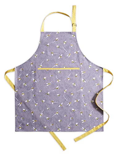 Maison d' Hermine Apron 100% Cotton 27.50'x31.50' Adjustable Neck Strap Apron with Center Pocket for Gifts, BBQ Women, Men, Chef, Bees Are Buzzing - Thanksgiving/Christmas