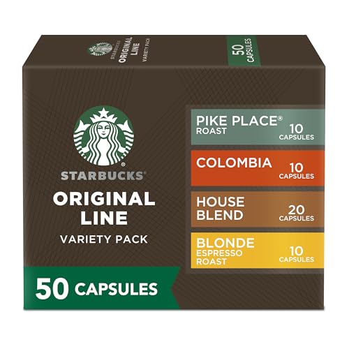 Starbucks by Nespresso Mild Variety Pack Coffee (50-count single serve capsules, compatible with Nespresso Original Line System)