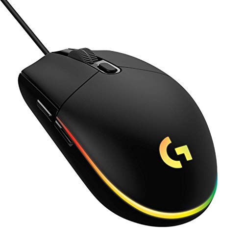 Logitech G102 Light Sync Gaming Wired Mouse with Customizable RGB Lighting, 6 Programmable Buttons, Gaming Grade Sensor, 8 k dpi Tracking,16.8mn Color, Light Weight (Black) (910-005802)