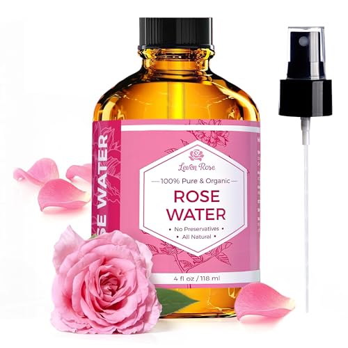 Rose Water Spray for Face by Leven Rose - Pure Natural Moroccan Rosewater Hydrosol Face Spray - Organic Rose Water for Hair 4 oz