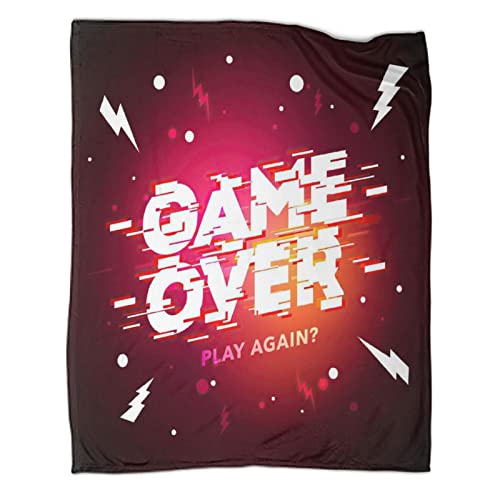 Teens Gamepad Blanket,Gamer Video Game Glitch Mode Gamepad Game Over Warm Blanket,Flannel Fleece Blanket 60x80inch(150x200cm) Lightweight Soft Cozy