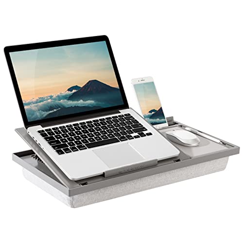 LAPGEAR Ergo Pro Lap Desk with 20 Adjustable Angles, Mouse Pad, and Phone Holder - Gray - Fits up to 15.6 Inch Laptops and Most Tablets - Style No. 49405