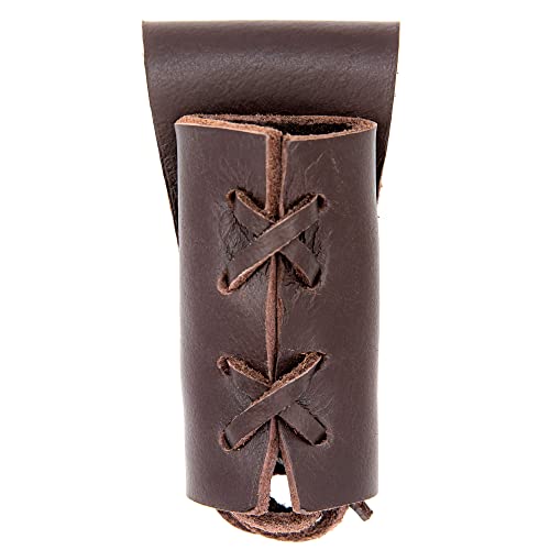 Armory Replicas – Genuine Leather Dagger Holster – Medieval Inspired Adjustable Small Weapon Sword Frog - Deep Brown w/Black Cord