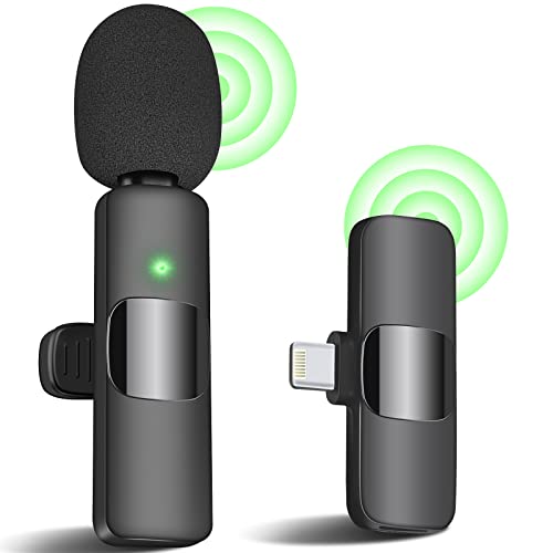 IIQ Wireless Lavalier Microphone for iPhone, Mini Professional Wireless Lavalier Microphone, Wireless Clip Mic, Tiny Lapel Microphone for iPad, for Video Interview Podcast, Facebook, Tiktok,YouTube