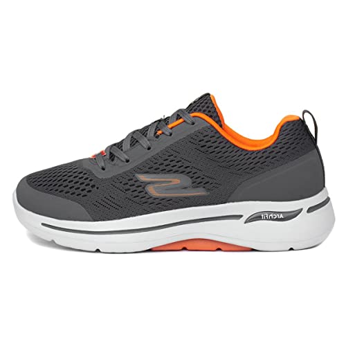 Skechers Men's Gowalk Arch Fit-Athletic Workout Walking Shoe with Air Cooled Foam Sneaker, Charcoal/Orange, 10.5