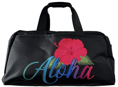 Aloha Designs Carry On TSA Approved Aloha Duffel Bag Tote Shoulder Diaper Gym Hawaii Travel Bag, Pool Bag, Overnight bag, Sports Bag Etc & ONE Aloha Sticker