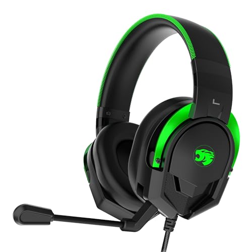 IMYB A88 Gaming Headset with Microphone, Stereo Wired Noise Cancelling Over-Ear Headphones with Mic for Pc, Ps5, Xbox One Series X/s, Ps4, Computer, Laptop, Mac, Nintendo, Gamer (Green)