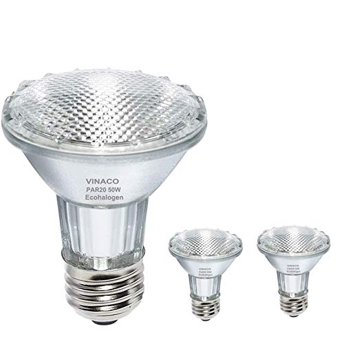 Vinaco Par20 Bulbs, 2 Pack 120V 50W Par20 Flood Light Bulbs, E26 Medium Base Long Lasting Life High Output Reflector Flood Lights -Warm Light