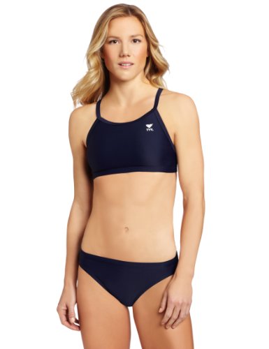 TYR Women's Durafast Diamondfit Workout Bikini for Swim Racing and Training, Navy, Small