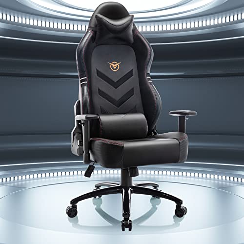 Big and Tall Gaming Chair 350lbs-Racing Style Computer Gamer Chair,Ergonomic Desk Office PC Chair with Wide Seat, Reclining Back, Adjustable Armrest for Adult Teens-Black