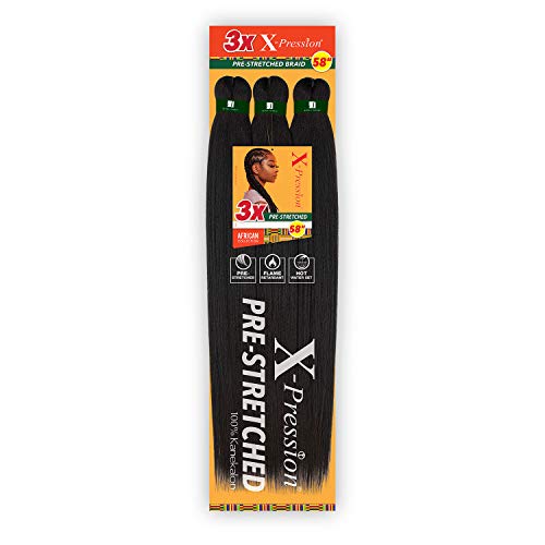 Sensationnel Braids XPRESSION 3X Pre-Stretched Braid 58' (1-pack, 1B)