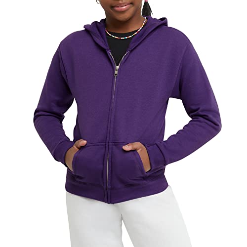 Hanes girls Comfortsoft Ecosmart Full-zip Hoodie Hooded Sweatshirt, Purple Thora, Medium US