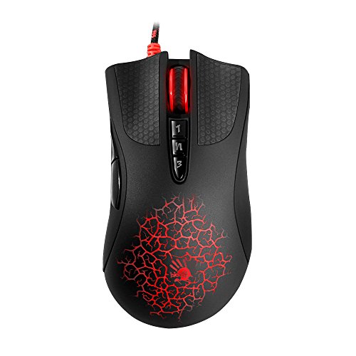 BLOODY AL90 Optical Gaming Mouse with Light Strike (LK) Optical Switch & Scroll - 8 Programmable Buttons and Advanced Macros - Ergonomic Right Hand Grip - Button Grips - Colored Profile Selection