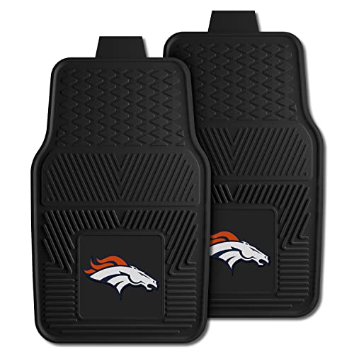 FANMATS 8768 Denver Broncos 2-Piece Heavy Duty Vinyl Car Mat Set, Front Row Floor Mats, All Weather Protection, Universal Fit, Deep Resevoir Design