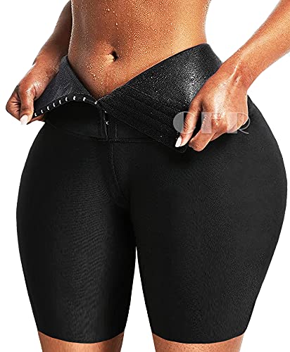 CFR Womens Workout Shorts Leggings High Waisted Tummy Control Shake Room Body Shaper Corset Anti Cellulite Peach Booty Push up Tights Yoga Pants Black,S