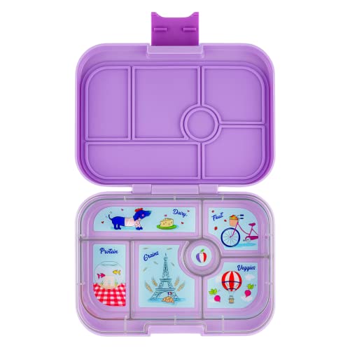 Yumbox Original - Leakproof Bento Lunch box for Kids (2-7 Years) with 5 Compartments, Easy-Open Latch, Optimal Portion Sizes & Removeable Paris Themed Tray (Lulu Purple)