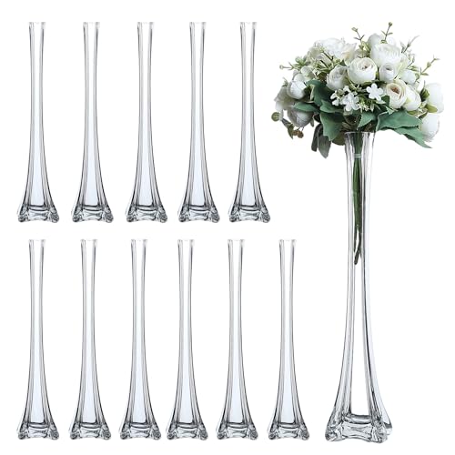 Craft And Party, Pack of 12, Eiffel Tower Vases Centerpiece for Flower, Wedding, Decoration. (20', Clear)