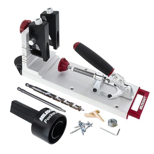Milescraft 1327 Pocket Jig 400 – Self-Clamping, Heavy-Duty, All-Metal Pocket Hole Jig. Complete Kit with Bit, Driver, and Screws
