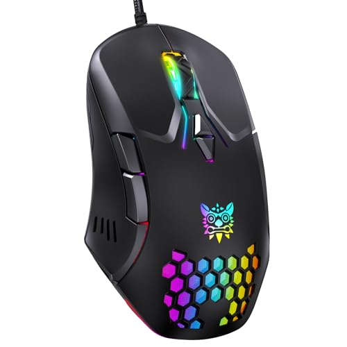 Gaming Mouse, Wired PC Entry Level Mouse with RGB Backlit and Adjustable DPI, Ergonomic Office Laptop Mouse, Computer Gamer Mouse with 7 Responsive Buttons for Windows/Mac/Linux/Chrome