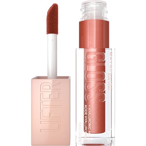 Maybelline Lifter Gloss, Hydrating Lip Gloss with Hyaluronic Acid, High Shine for Plumper Looking Lips, Topaz, Terracotta Neutral, 0.18 Ounce
