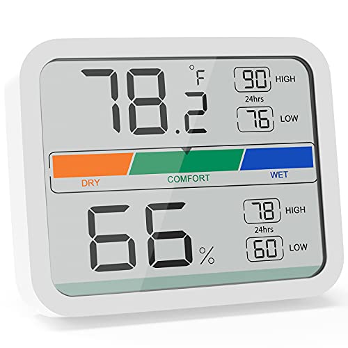 LIORQUE Hygrometer Indoor Thermometer, Room Humidity Gauge with Temperature, Digital Temperature and Humidity Monitor with Min and Max Records Indicator for Home Garage Greenhouse Wine Cellar