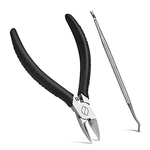 FERYES Straight Blade Toenail Clippers with Toenail Lifter and Fork - Toe Nail Clipper for Thick Toenails - 2 in 1 Ingrown Toenail Tools Kit