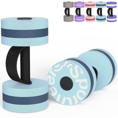 Sportneer Water Weights Aquatic Exercise Dumbbells Water Dumbbell Aerobics Workouts Set of 2 EVA Foam Pool Weights Dumbbells Set Aqua Fitness Barbells Equipment for Water Aerobics Weight Loss