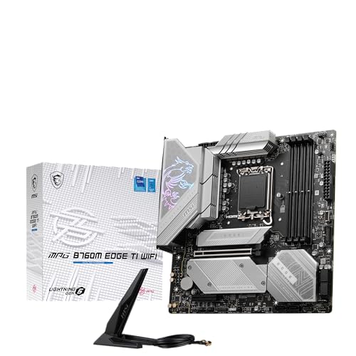 MSI MPG B760M Edge TI WIFI Gaming Motherboard (Support 14th/13th/12th Gen Intel Processors, LGA 1700, DDR5, PCIe 5.0, M.2 Slots, 2.5Gbps LAN, USB 3.2 Gen2, Wi-Fi 6E, mATX)