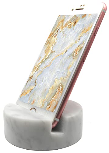 fashciaga Luxurious Marble Cell Phone Stand Holder for Cellphone Tablet On Desk, Countertop, Table, Nightstand. Heavy Solid Real Stone Mobile Phone Stands