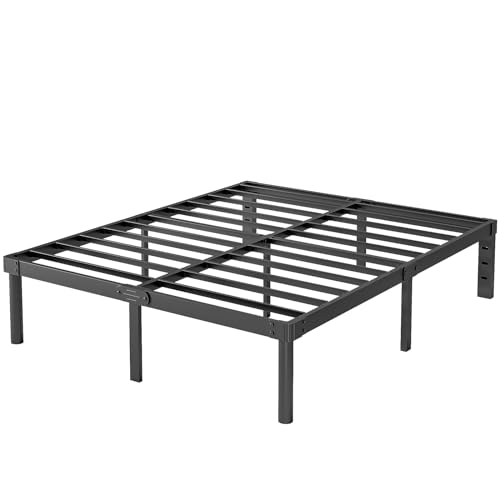 Viisari Queen Bed Frame 14 Inch Metal Heavy Duty Platform No Box Spring Needed Easy Assembly Noise Free Black