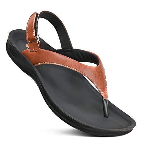 AEROTHOTIC Aura Slingback Sandals for Women Casual Summer (8, Aura Tan, numeric_8)