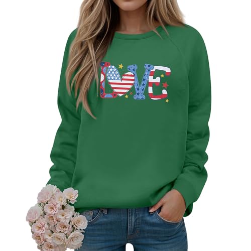 FlekmanArt Women Clothing Heart Shirts for Women Valentines Day Womens Clothing Valentines Sweaters for Women Valentines Pajamas for Women Valentine Sweatshirt Pink Tops for Women（5-Dark Green,Large）