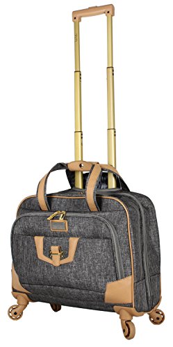 Nicole Miller New York Designer 17 Inch Carry On - Weekender Overnight Business Travel Luggage - Lightweight 4- Spinner Wheels Suitcase - Briefcase Rolling Bag for Women (Taylor Silver)