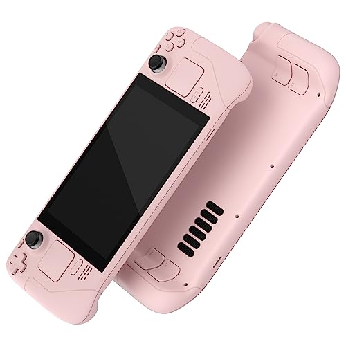 eXtremeRate Cherry Blossoms Pink Custom Faceplate Back Plate Shell for Steam Deck LCD, Handheld Console Replacement Housing Case, DIY Full Set Shell Buttons for Steam Deck Console - Console Without