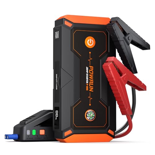 Powrun P-ONE Jump Starter, 2000A Portable Jump Box - Car Jump Starter Battery Pack for up to 8.0L Gas and 6.5L Diesel Engines, 12V Battery Jump Starter with Carry Case (Orange)