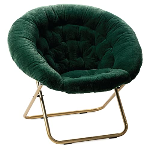 Milliard Cozy Chair/Faux Fur Saucer Chair for Bedroom/X-Large (Green)
