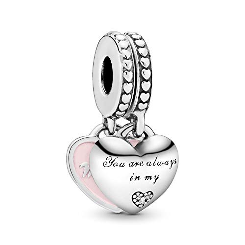 Pandora Jewelry Mother and Daughter Hearts Dangle Cubic Zirconia Charm in Sterling Silver