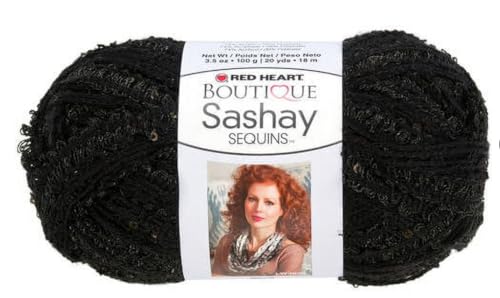 RED HEART Boutique Sashay Sequins Yarn, Caviar