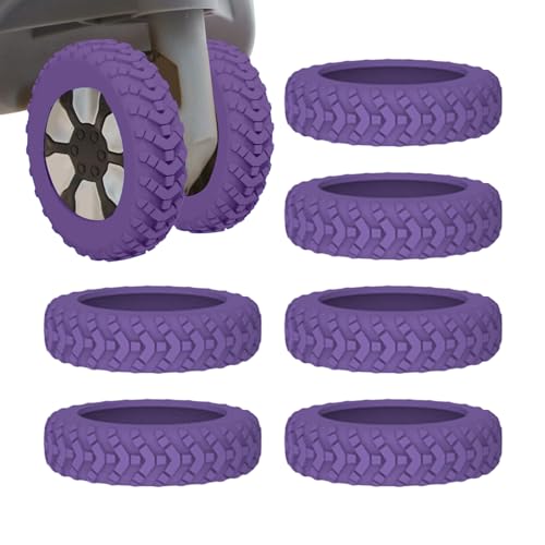 8-Piece Set: Premium Silicone Wheel Covers for Luggage, Quiet and Durable Protective Cover for Suitcase Wheels - Designed for Carry-On Luggage (Purple)