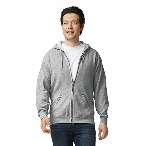 Gildan Adult Fleece Zip Hoodie Sweatshirt, Style G18600, Multipack, Sport Grey (1-pack), X-Large