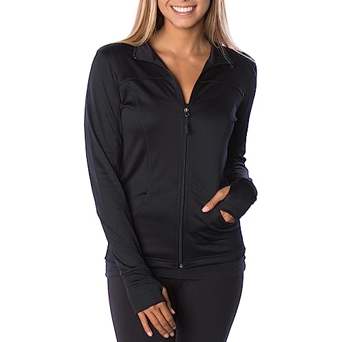 Global Blank Define Jacket Womens Athletic Jackets for Workout, Scrub and Gym Jackets Women, Black, Medium