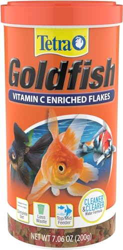 Tetra Goldfish Flakes, Nutritionally Balanced Diet For Aquarium Fish, Vitamin C Enriched Flakes, 7.06 oz
