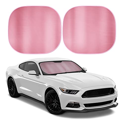 BDK 2PC Metallic Pink Car Window Sun Shade Auto Shade for Windshield Visor, Block UV Reflect Heat to Keep Your Car SUV Truck, 31.75' x 28.75'